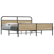 Bedframe metaal gerookt eiken 200x200 cm