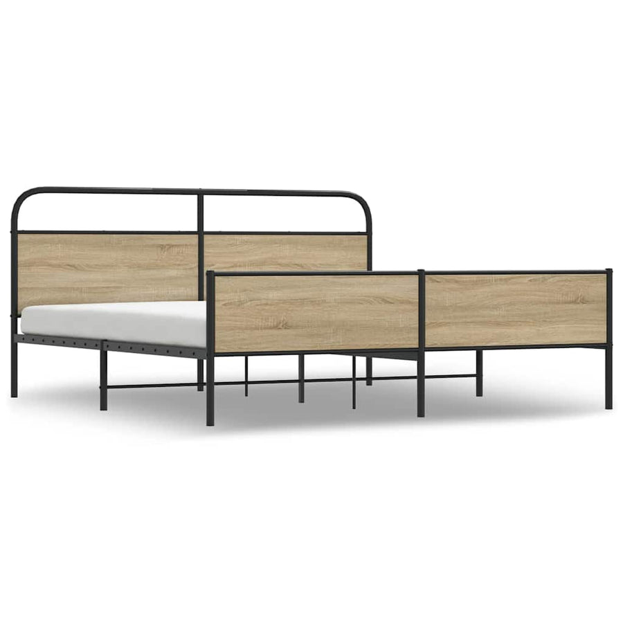 Bedframe zonder matras metaal gerookt eikenkleurig 150x200 cm