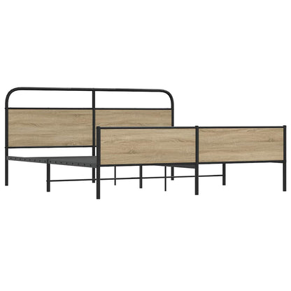 Bedframe zonder matras metaal gerookt eikenkleurig 150x200 cm