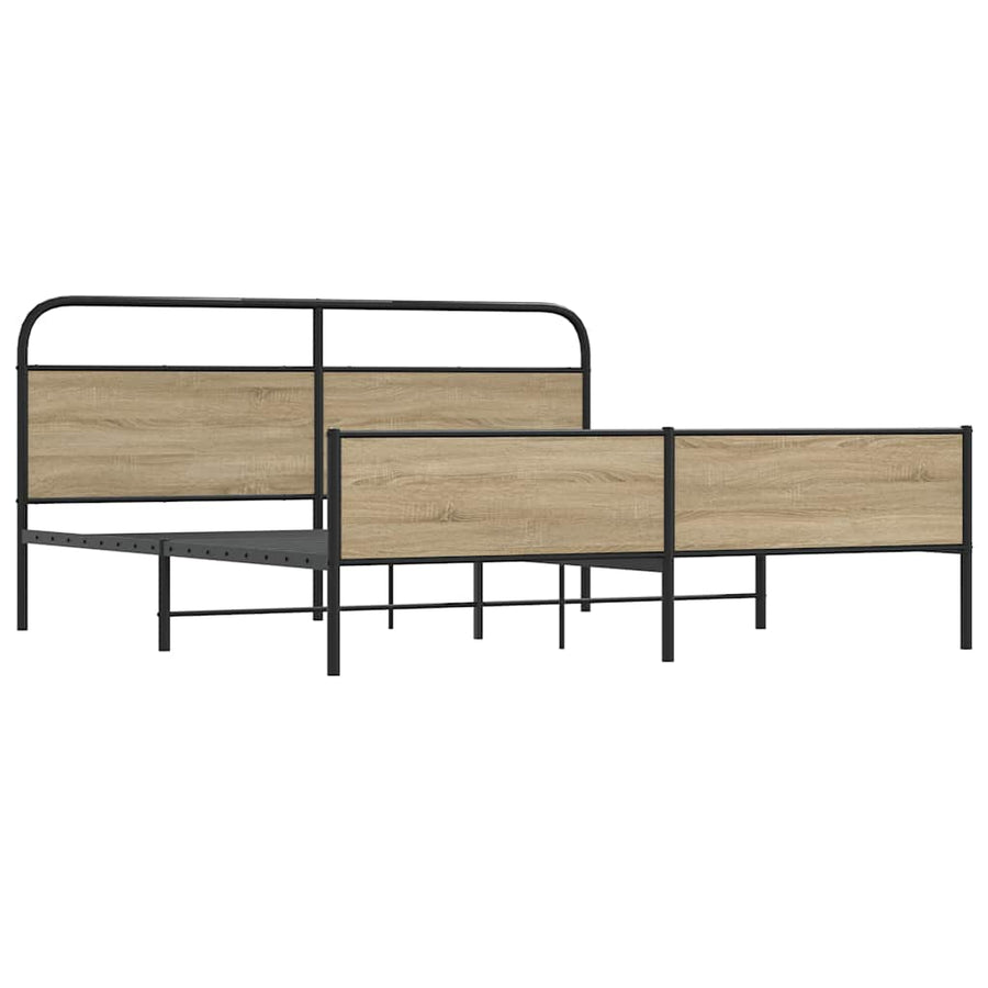Bedframe zonder matras metaal gerookt eikenkleurig 150x200 cm