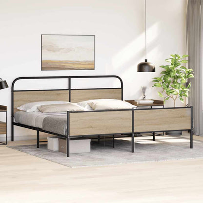 Bedframe zonder matras metaal gerookt eikenkleurig 150x200 cm