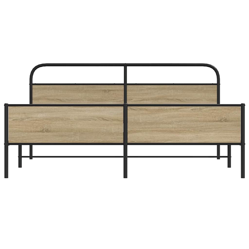 Bedframe zonder matras metaal gerookt eikenkleurig 150x200 cm