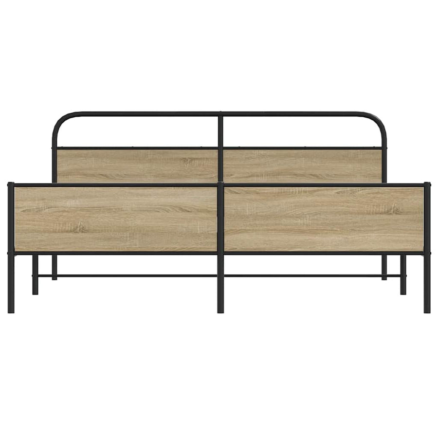 Bedframe zonder matras metaal gerookt eikenkleurig 150x200 cm