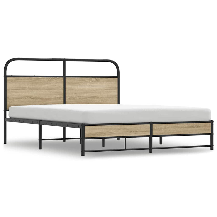 Bedframe zonder matras metaal gerookt eikenkleurig 160x200 cm