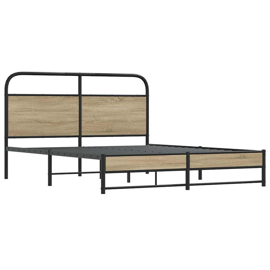 Bedframe zonder matras metaal gerookt eikenkleurig 160x200 cm