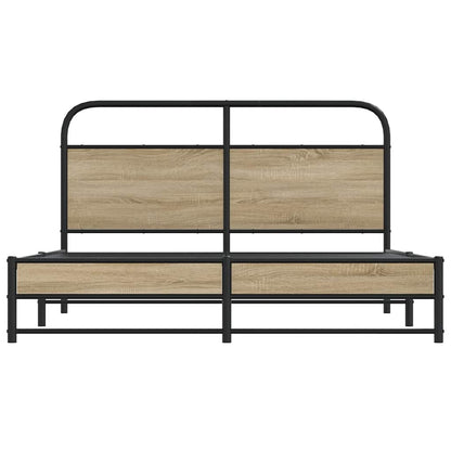 Bedframe zonder matras metaal gerookt eikenkleurig 160x200 cm