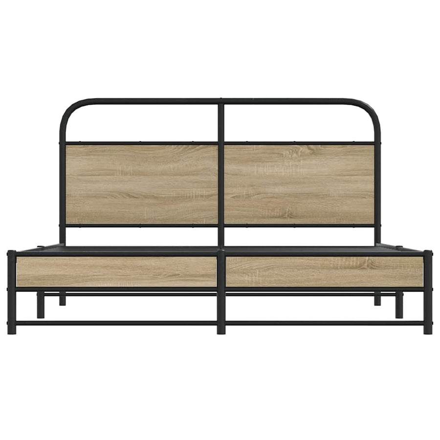 Bedframe zonder matras metaal gerookt eikenkleurig 160x200 cm