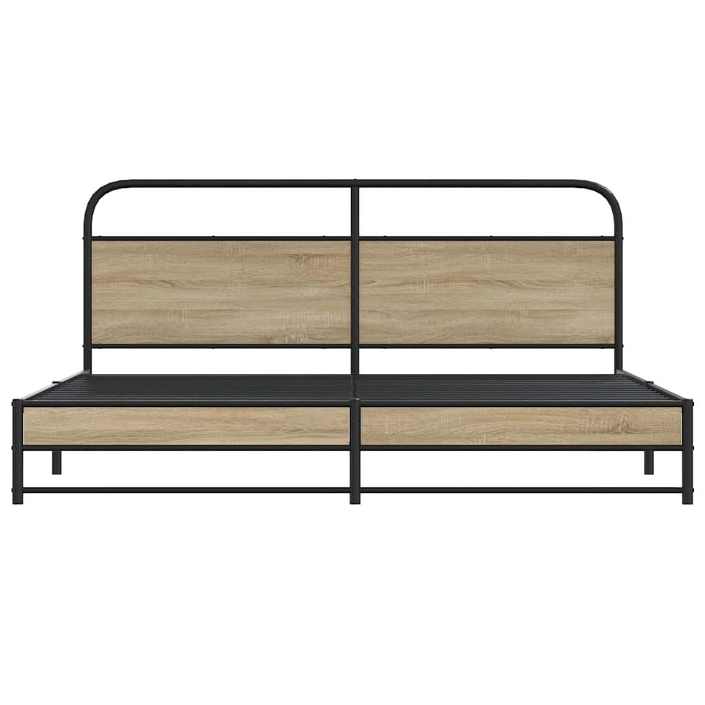 Bedframe zonder matras metaal gerookt eikenkleurig 180x200 cm
