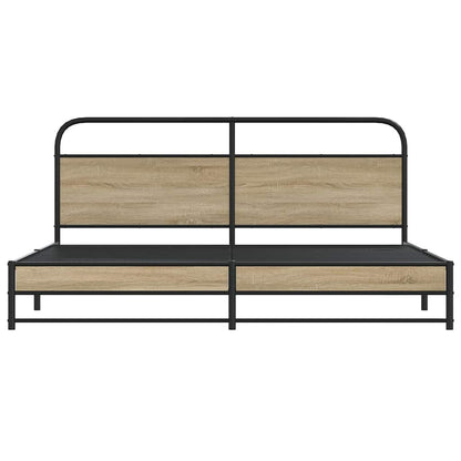 Bedframe zonder matras metaal gerookt eikenkleurig 180x200 cm