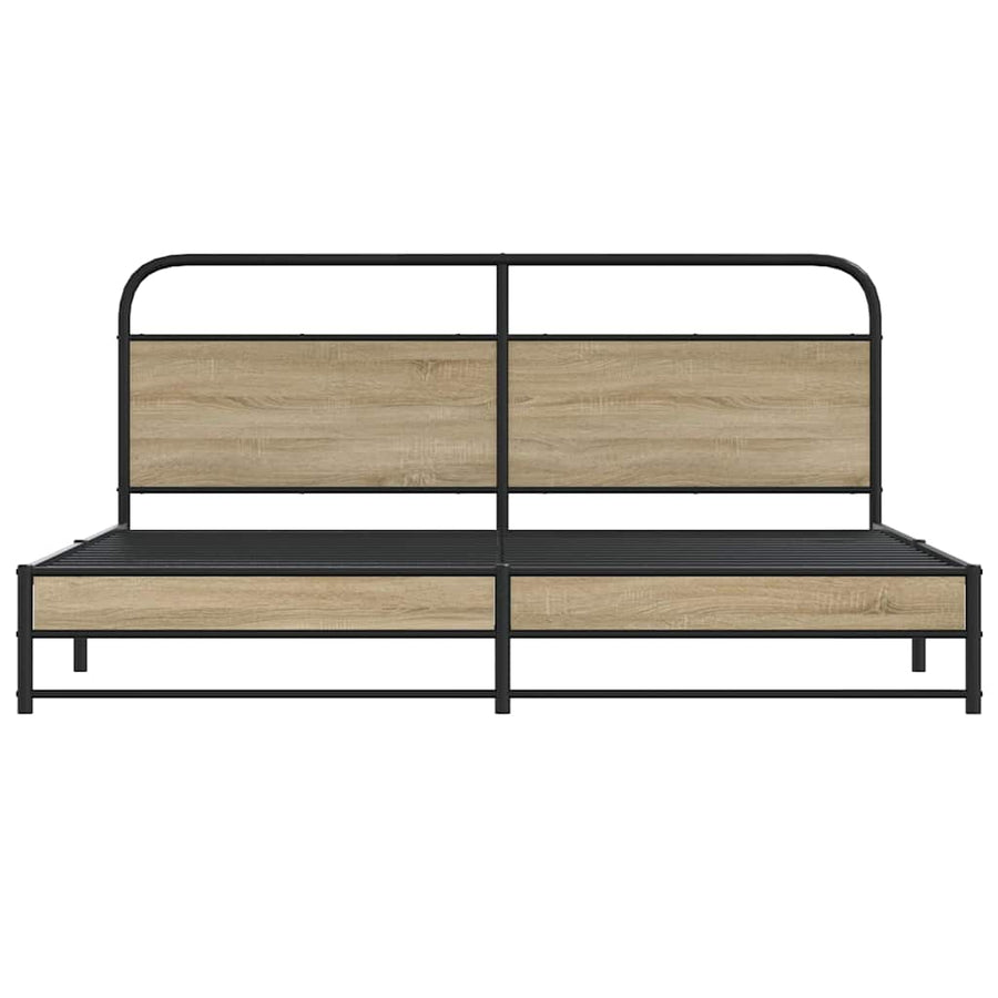 Bedframe zonder matras metaal gerookt eikenkleurig 180x200 cm