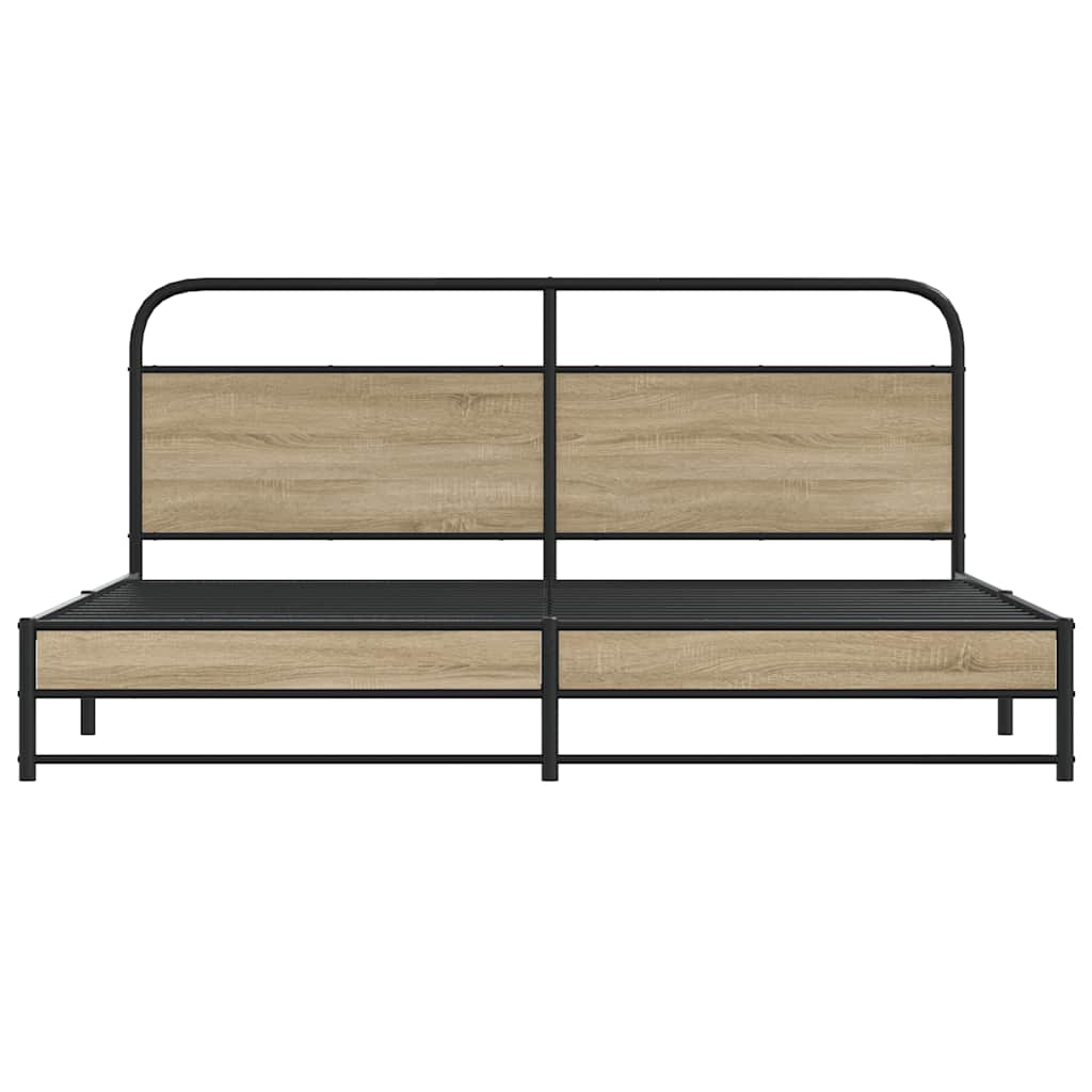 Bedframe zonder matras metaal gerookt eikenkleurig 183x213 cm