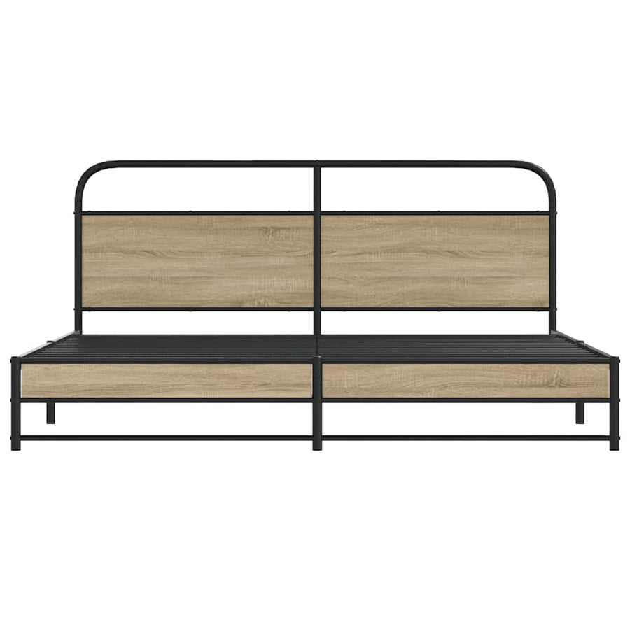 Bedframe zonder matras metaal gerookt eikenkleurig 183x213 cm