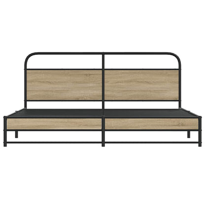 Bedframe zonder matras metaal gerookt eikenkleurig 193x203 cm