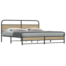 Bedframe zonder matras metaal gerookt eikenkleurig 193x203 cm