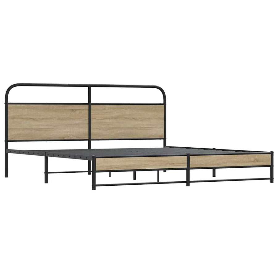 Bedframe zonder matras metaal gerookt eikenkleurig 200x200 cm