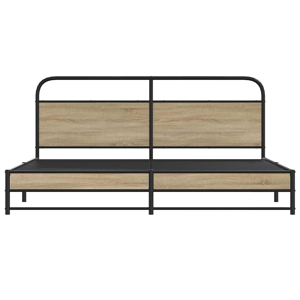 Bedframe zonder matras metaal gerookt eikenkleurig 200x200 cm