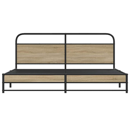 Bedframe zonder matras metaal gerookt eikenkleurig 200x200 cm