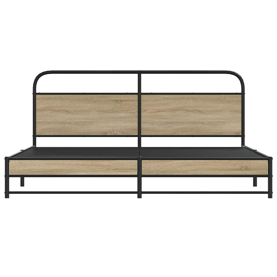 Bedframe zonder matras metaal gerookt eikenkleurig 200x200 cm