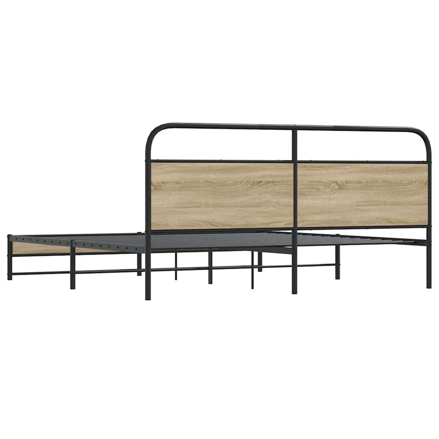 Bedframe zonder matras metaal gerookt eikenkleurig 200x200 cm