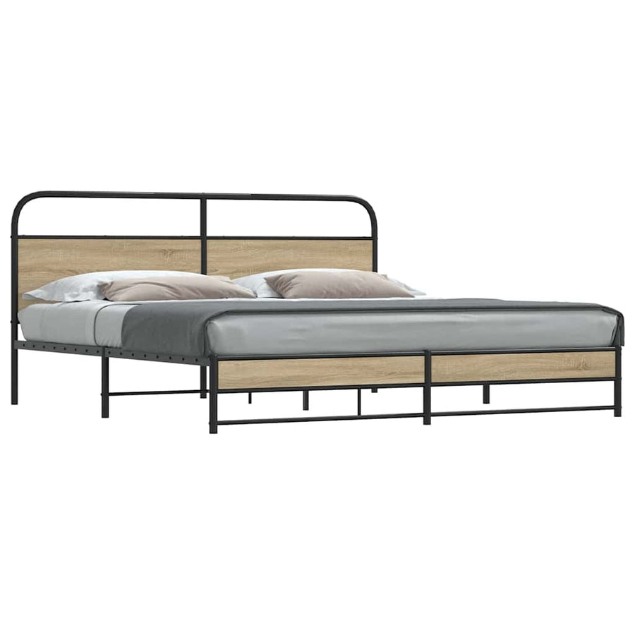 Bedframe zonder matras metaal gerookt eikenkleurig 200x200 cm