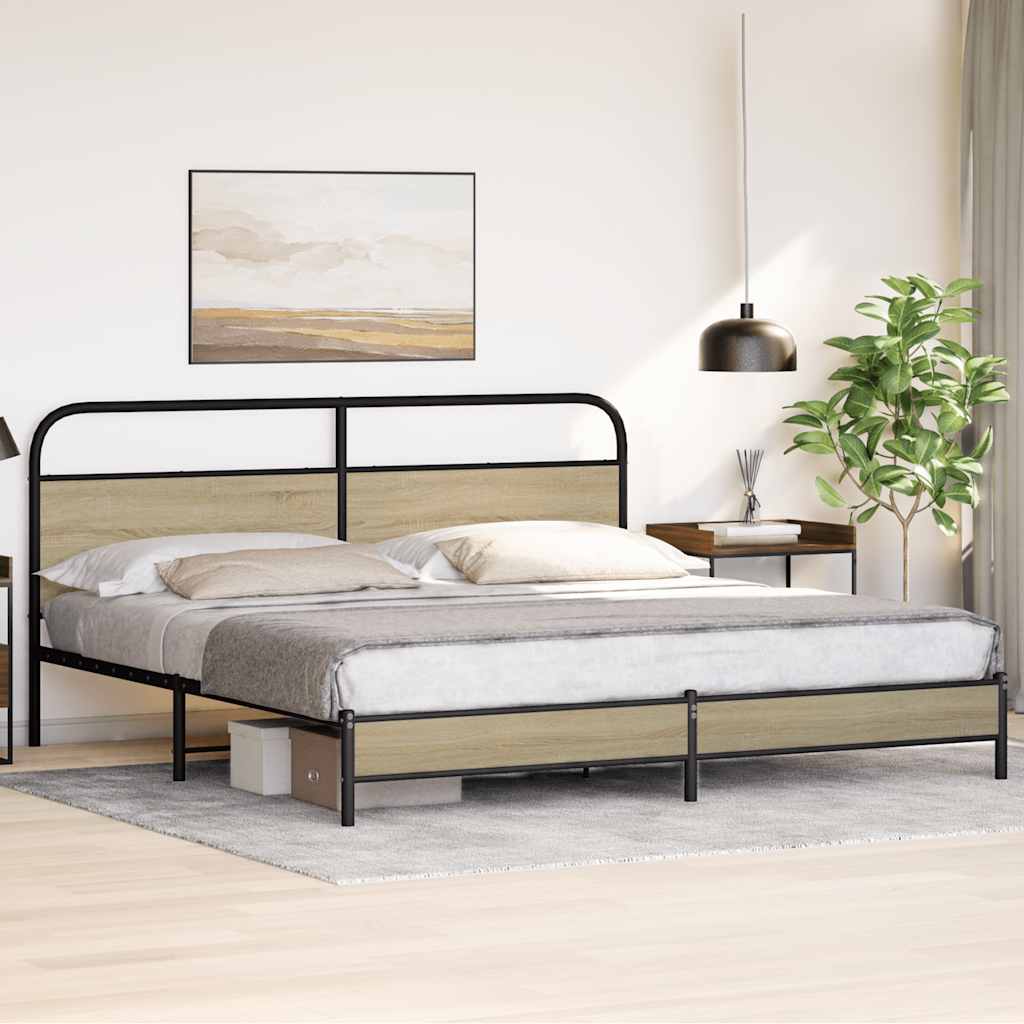 Bedframe zonder matras metaal sonoma eikenkleurig 180x200 cm