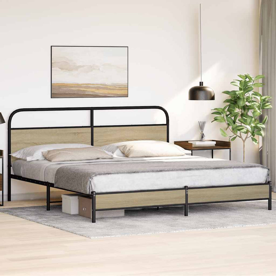 Bedframe zonder matras metaal sonoma eikenkleurig 180x200 cm