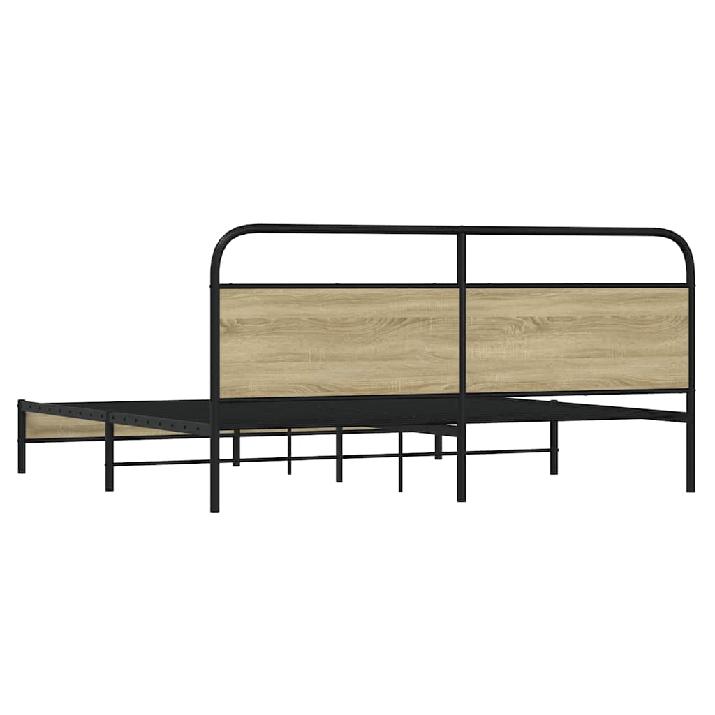 Bedframe zonder matras metaal sonoma eikenkleurig 183x213 cm