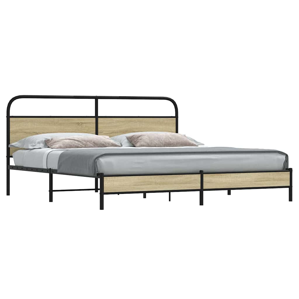 Bedframe zonder matras metaal sonoma eikenkleurig 183x213 cm