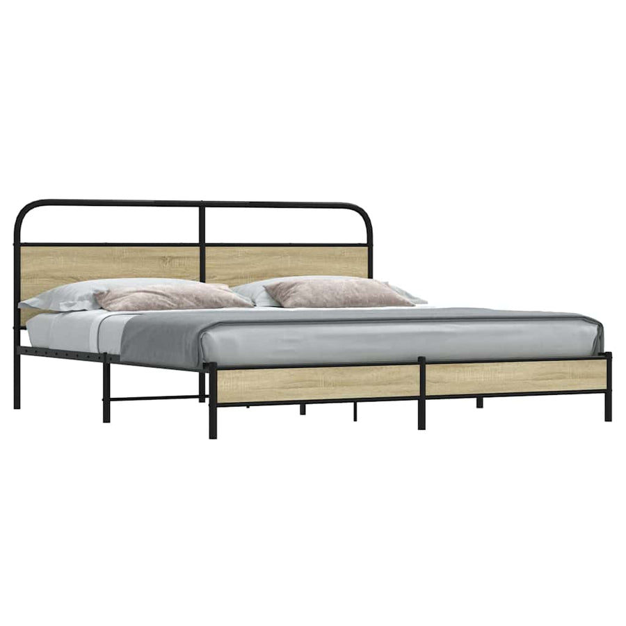 Bedframe zonder matras metaal sonoma eikenkleurig 183x213 cm