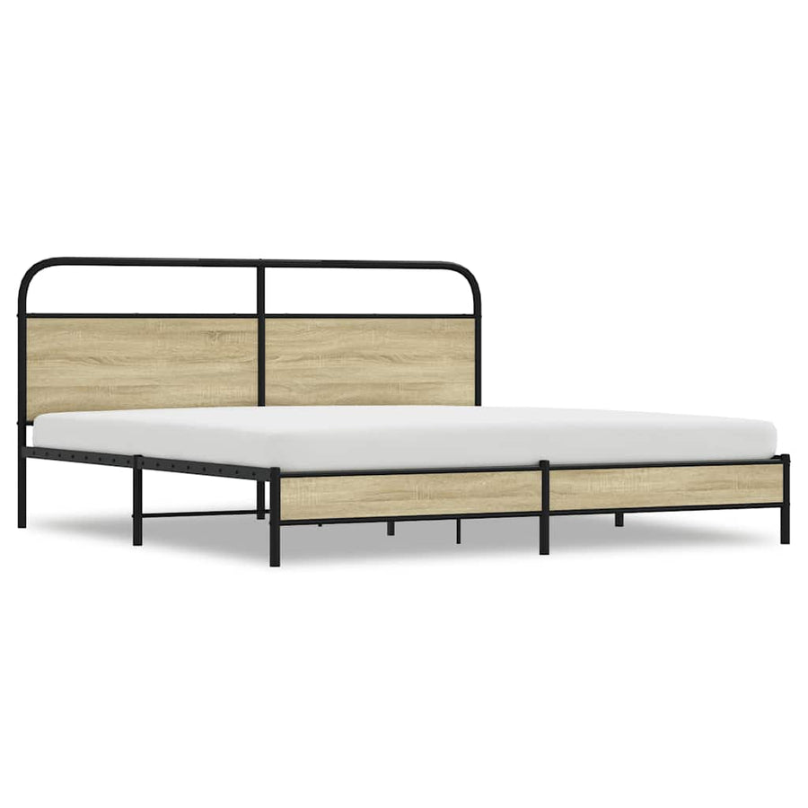 Bedframe zonder matras metaal sonoma eikenkleurig 193x203 cm
