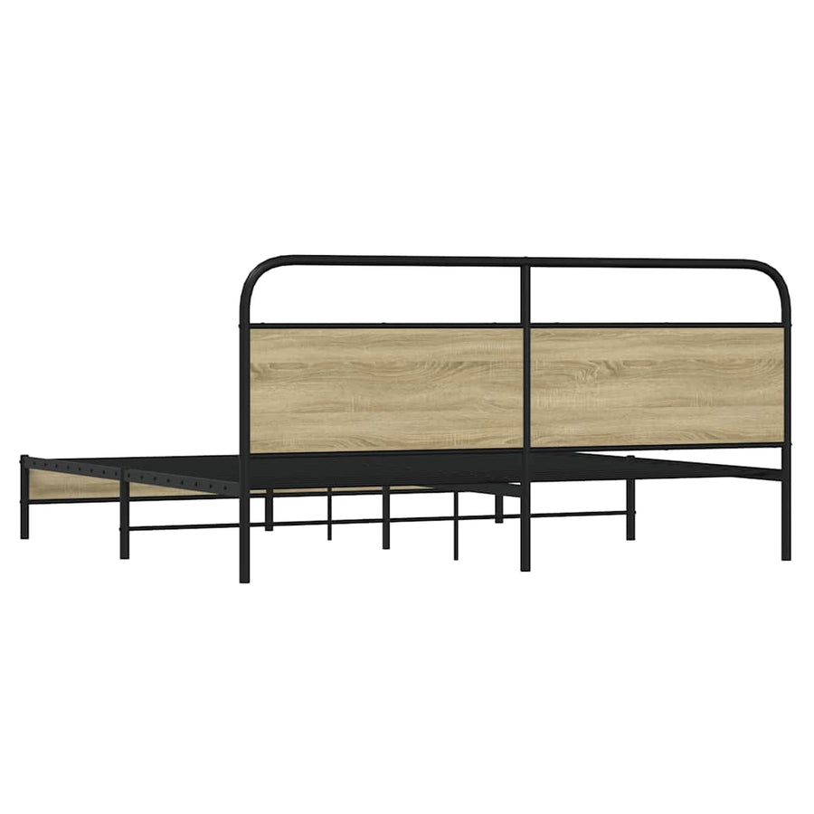 Bedframe zonder matras metaal sonoma eikenkleurig 193x203 cm