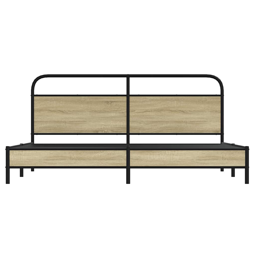 Bedframe zonder matras metaal sonoma eikenkleur 200x200 cm