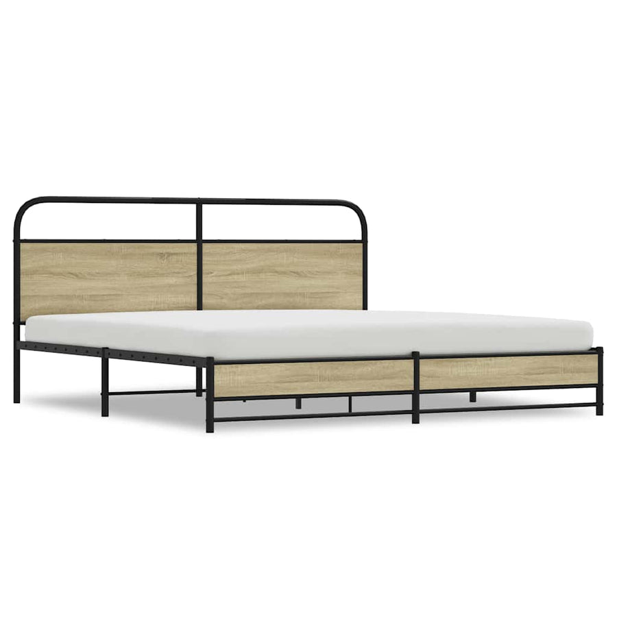 Bedframe zonder matras metaal sonoma eikenkleurig 183x213 cm