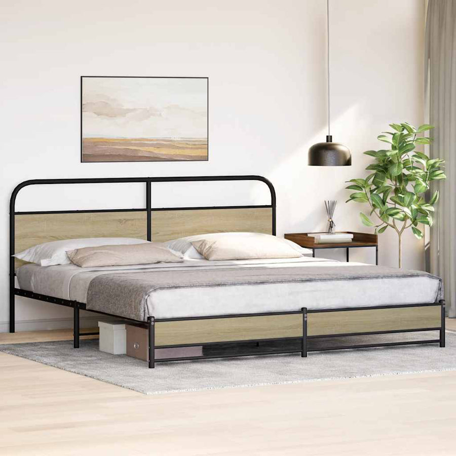 Bedframe zonder matras metaal sonoma eikenkleurig 193x203 cm