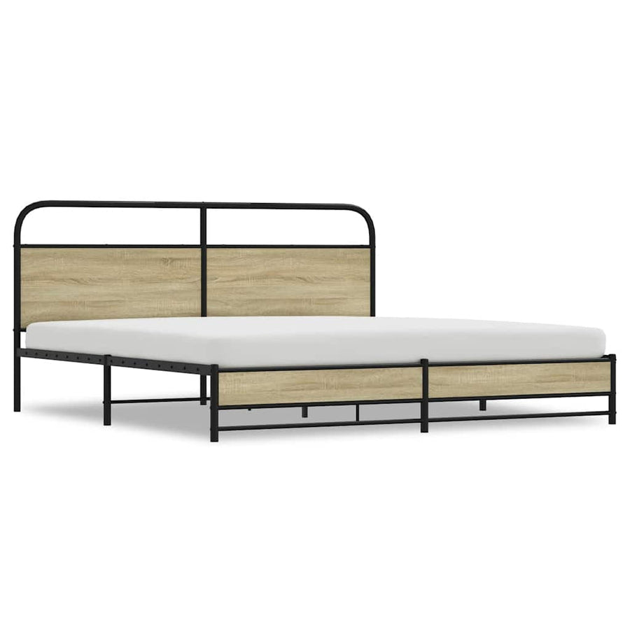 Bedframe zonder matras metaal sonoma eikenkleur 200x200 cm