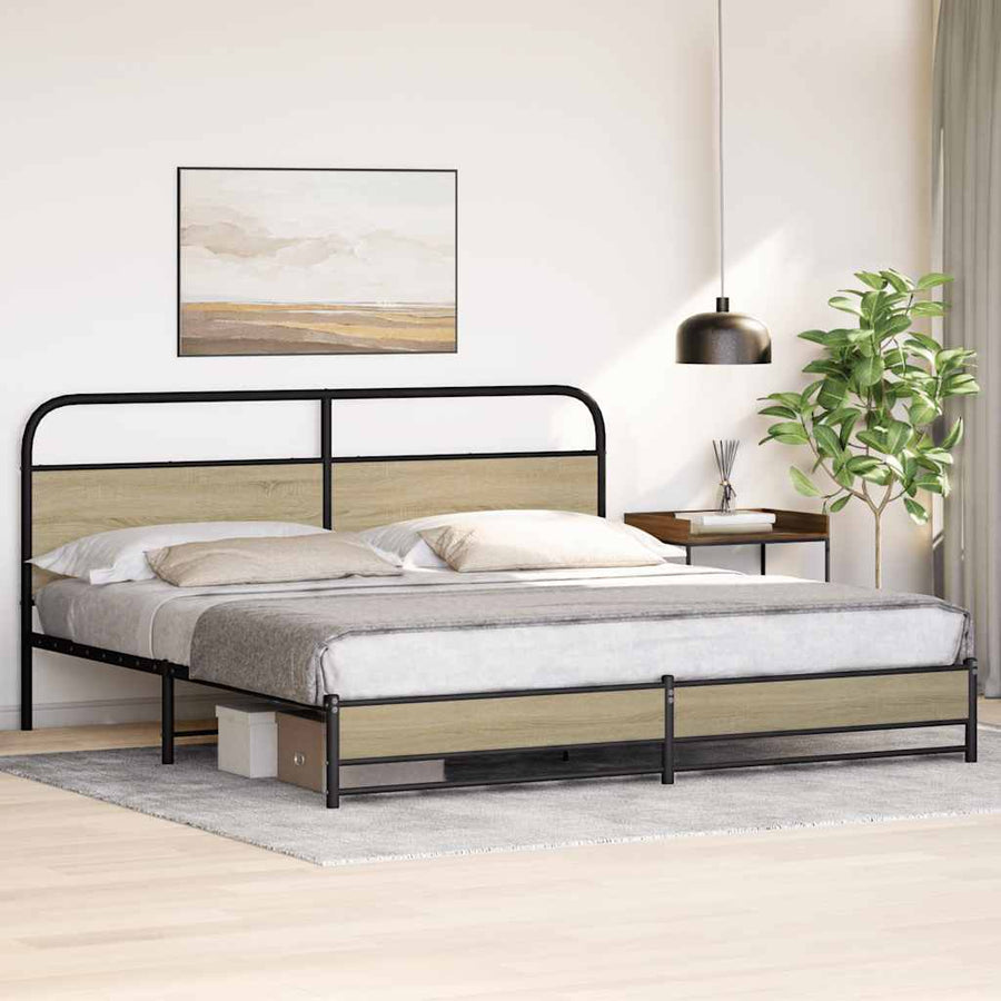 Bedframe zonder matras metaal sonoma eikenkleur 200x200 cm