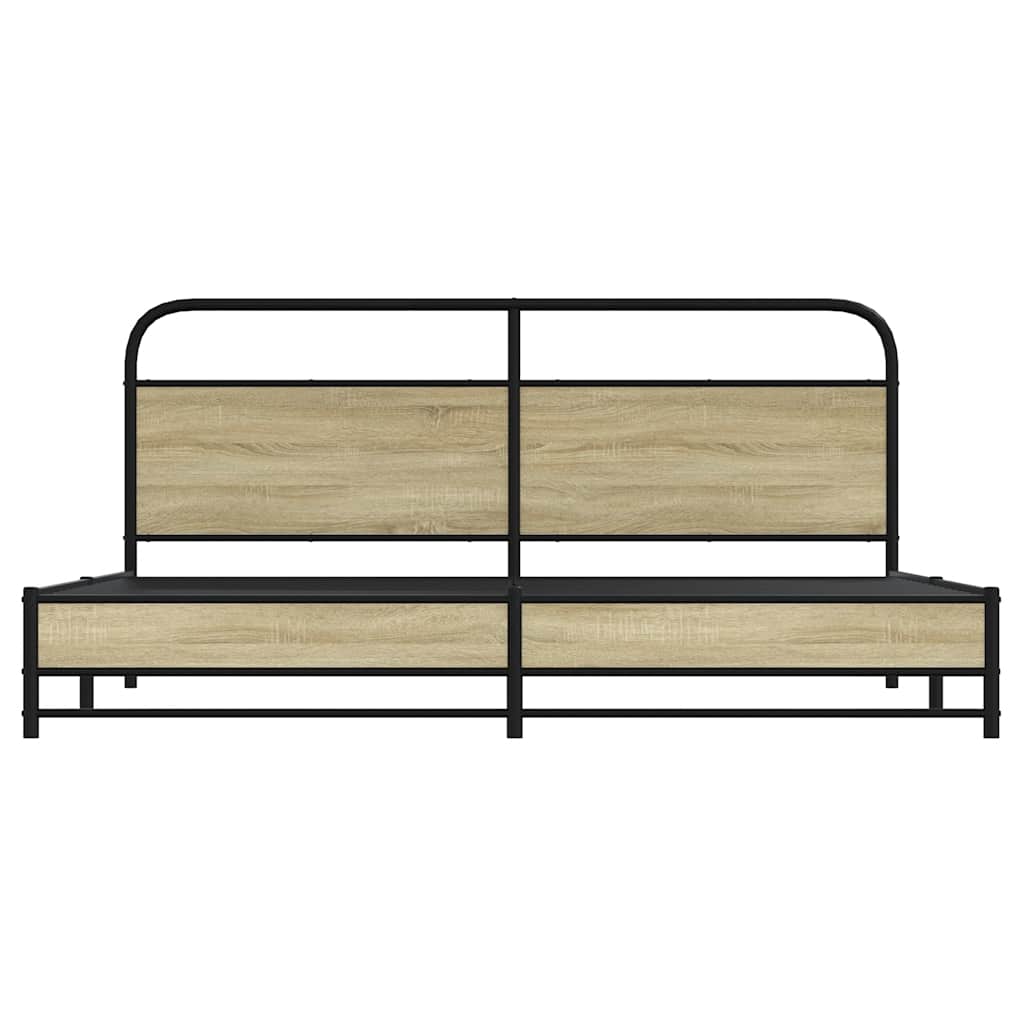 Bedframe zonder matras metaal sonoma eikenkleur 200x200 cm