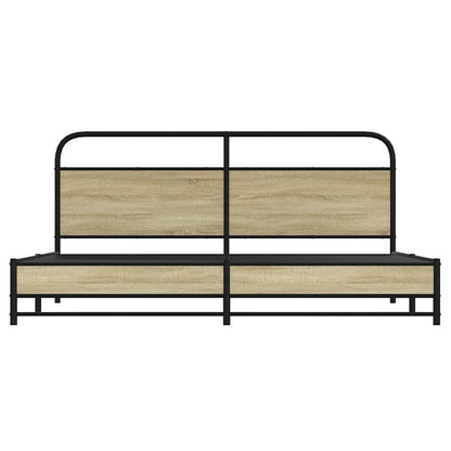 Bedframe zonder matras metaal sonoma eikenkleur 200x200 cm