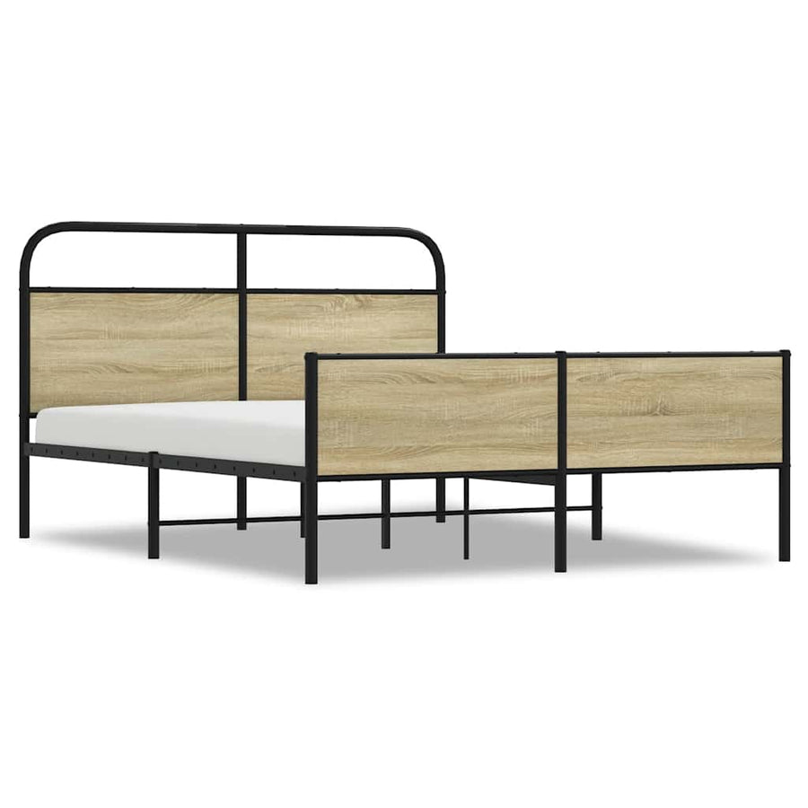 Bedframe zonder matras metaal sonoma eikenkleurig 150x200 cm