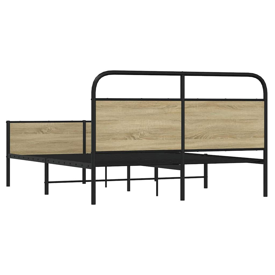 Bedframe zonder matras metaal sonoma eikenkleurig 150x200 cm