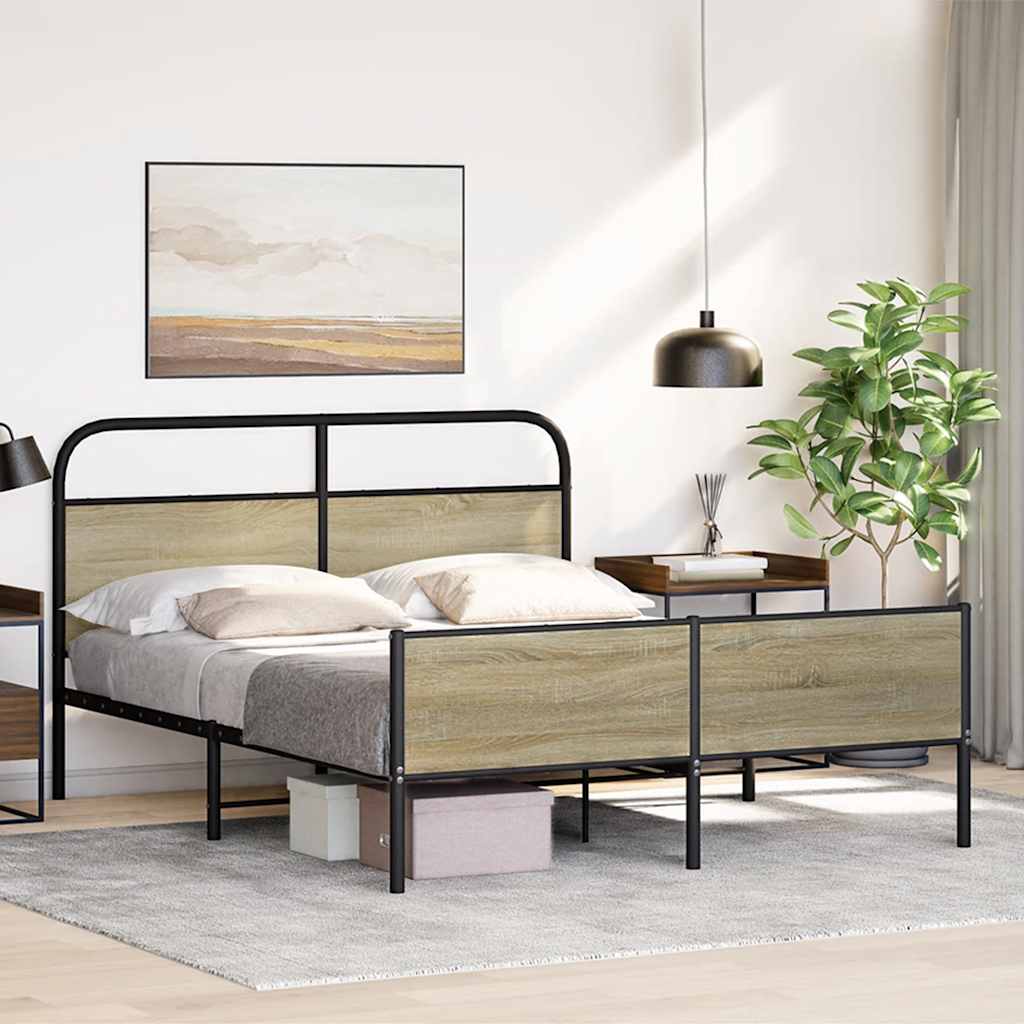 Bedframe zonder matras metaal sonoma eikenkleurig 160x200 cm