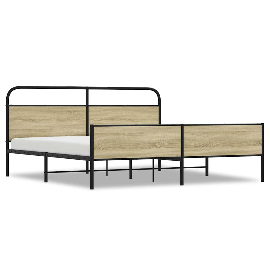 Bedframe zonder matras metaal sonoma eikenkleurig 183x213 cm