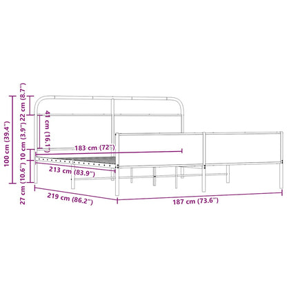 Bedframe zonder matras metaal sonoma eikenkleurig 183x213 cm