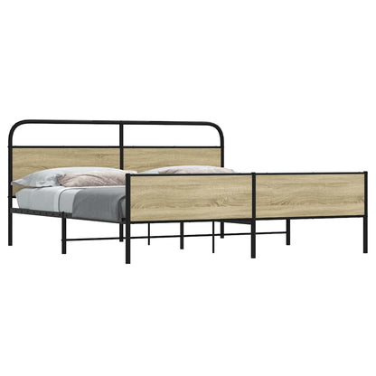 Bedframe zonder matras metaal sonoma eikenkleurig 183x213 cm
