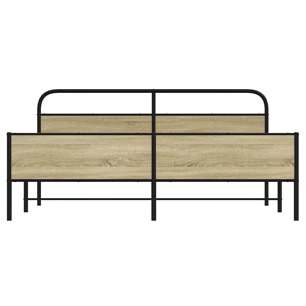 Bedframe zonder matras metaal sonoma eikenkleurig 193x203 cm