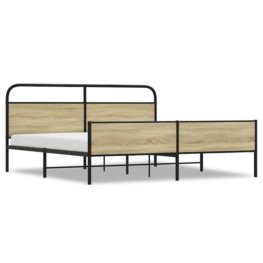 Bedframe zonder matras metaal sonoma eikenkleur 200x200 cm