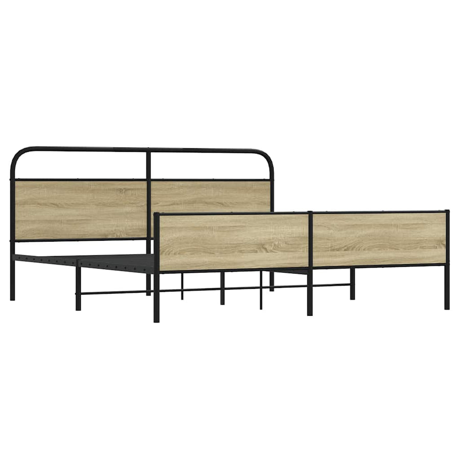 Bedframe zonder matras metaal sonoma eikenkleur 200x200 cm