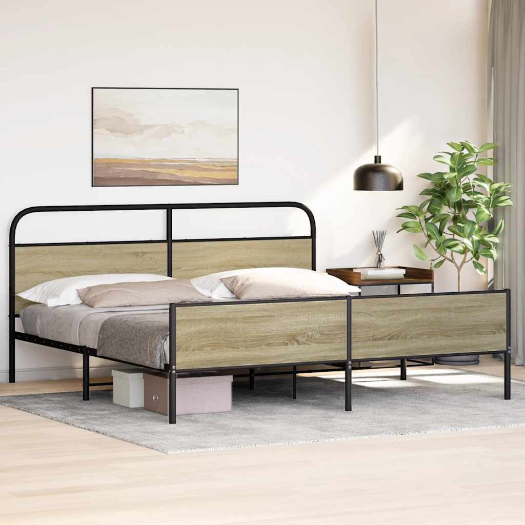 Bedframe zonder matras metaal sonoma eikenkleur 200x200 cm