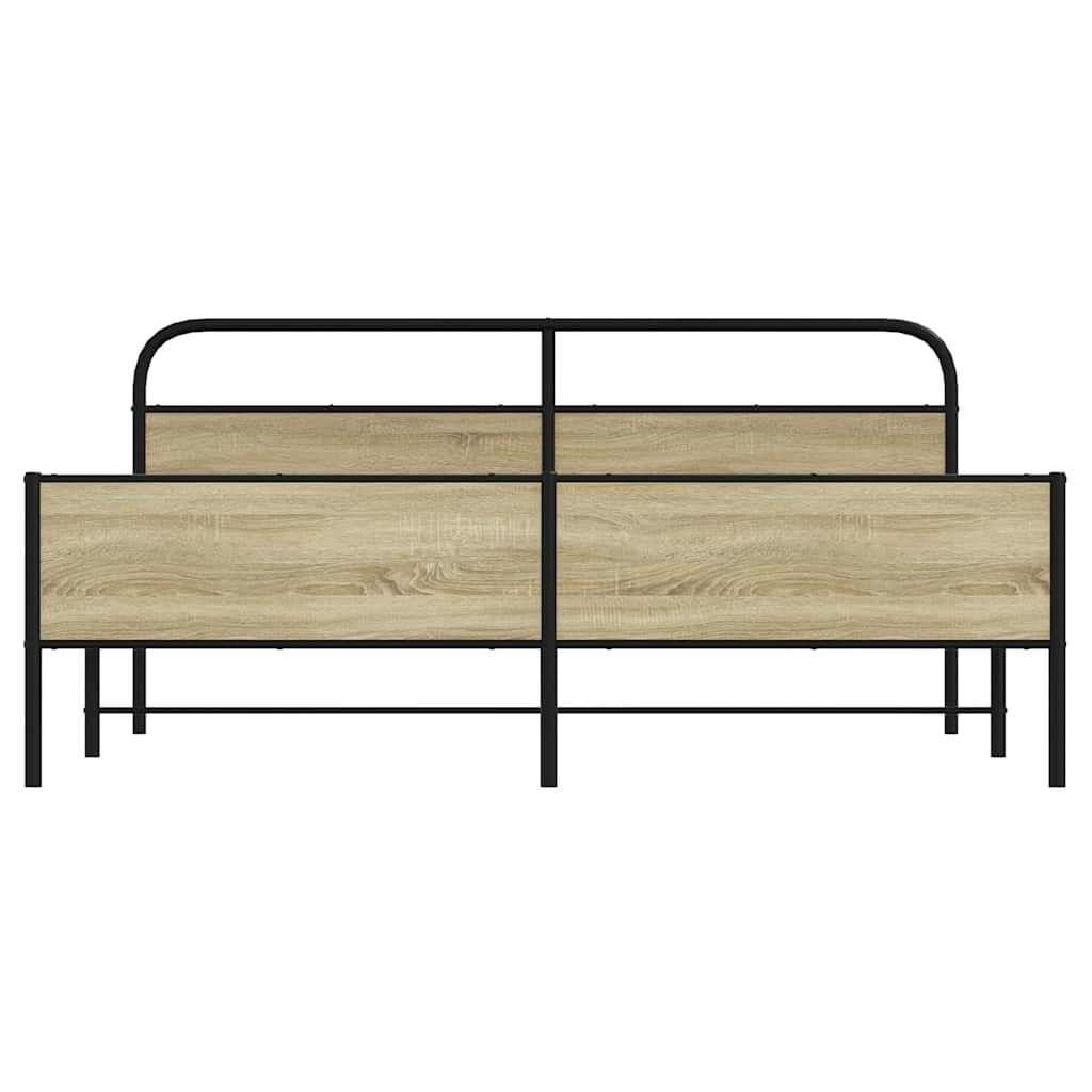 Bedframe zonder matras metaal sonoma eikenkleur 200x200 cm