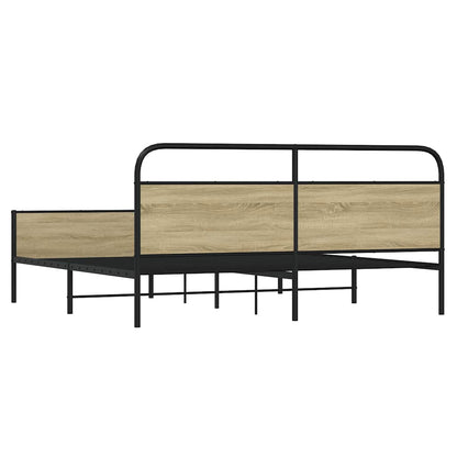 Bedframe zonder matras metaal sonoma eikenkleur 200x200 cm